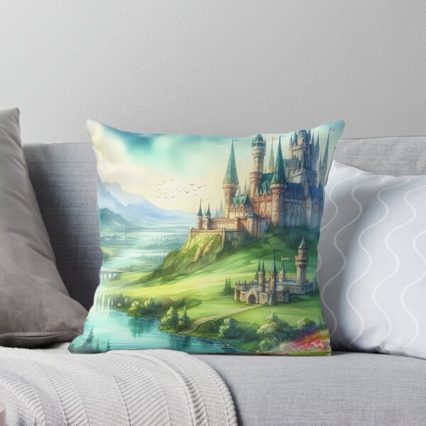 Item preview, Water-Colored We all have a Castle #66 Throw Pillow designed and sold by LLdreams.