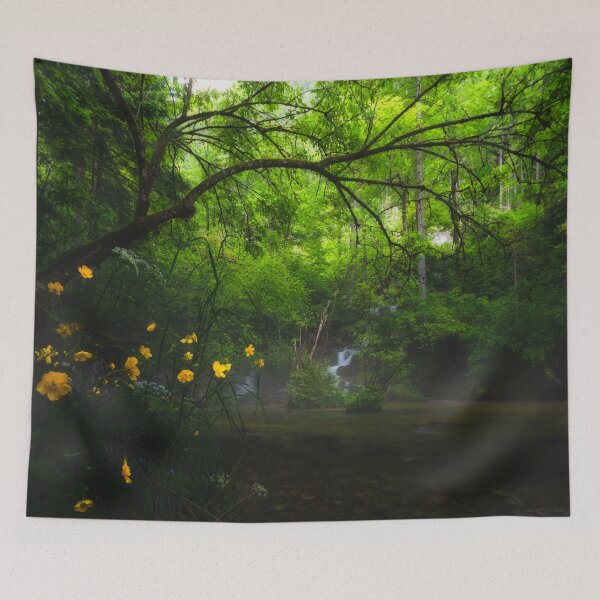 Item preview, Magical forest with yellow flowers and waterfall designed and sold by Patrik Lovrin.