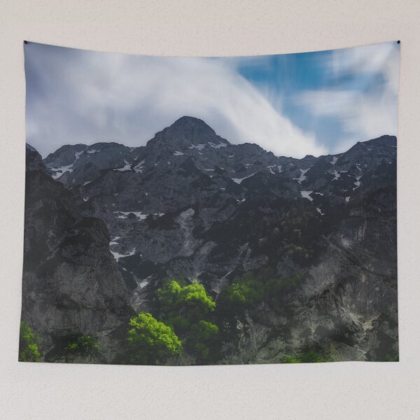 Item preview, Sun lit green forest beneath the mountains designed and sold by Patrik Lovrin.