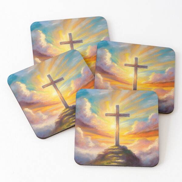 Item preview, cross with a sunset sky and clouds in the background designed and sold by zionwardrobe.