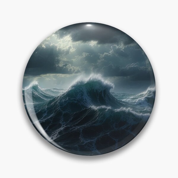 Item preview, Stormy sea at night. Heavy sea. A strong storm with big waves in the ocean. Night thunderstorm. Dark mode colors.  designed and sold by digoarpi.