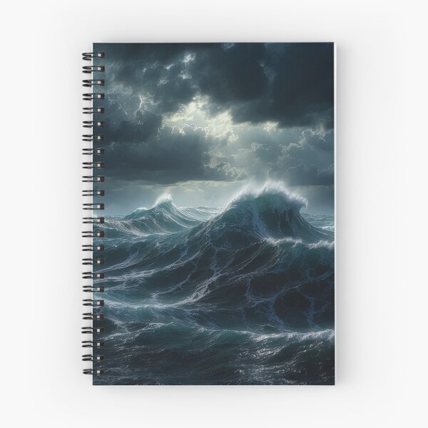 Item preview, Stormy sea at night. Heavy sea. A strong storm with big waves in the ocean. Night thunderstorm. Dark mode colors.  designed and sold by digoarpi.