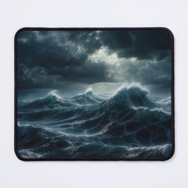 Item preview, Stormy sea at night. Heavy sea. A strong storm with big waves in the ocean. Night thunderstorm. Dark mode colors.  designed and sold by digoarpi.