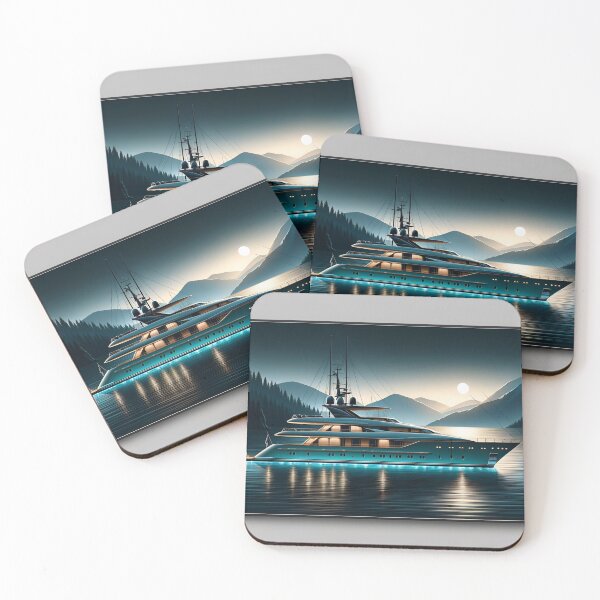 Item preview, Dawn Serenity Turquoise Yacht Hand-Drawn Style designed and sold by ByDigitalDream.
