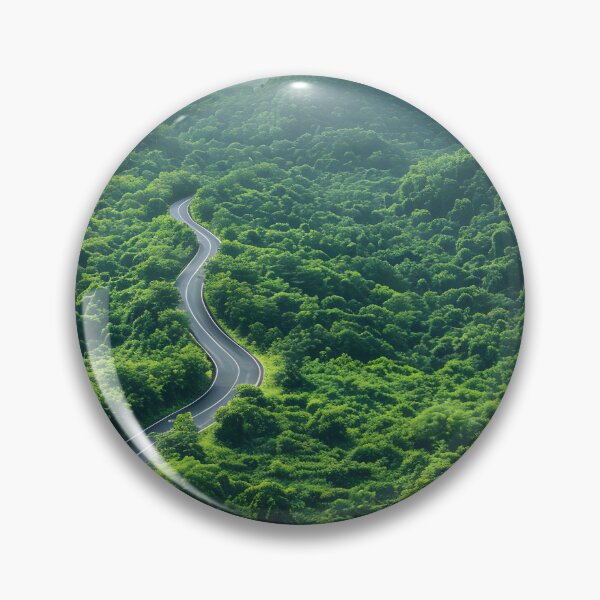 Item preview, an aerial view of a winding road cutting through dense, green forests designed and sold by artumbre.