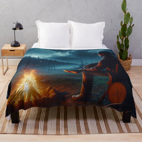 Item preview, Cowboy Sitting By Campfire At Night designed and sold by EdgyEdgeArt.