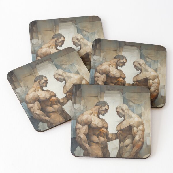 Item preview, Cubism bodybuilder oil painting designed and sold by BeautyofMasc.