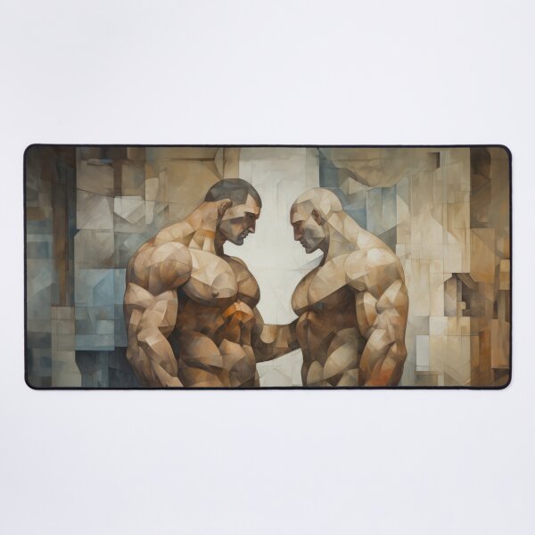 Item preview, Cubism bodybuilder oil painting designed and sold by BeautyofMasc.