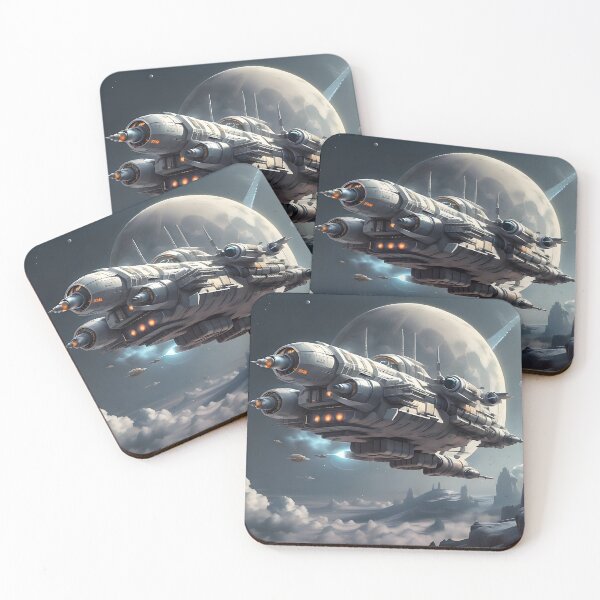 Item preview, Large spaceship over planet surface during landing designed and sold by Frostquest.