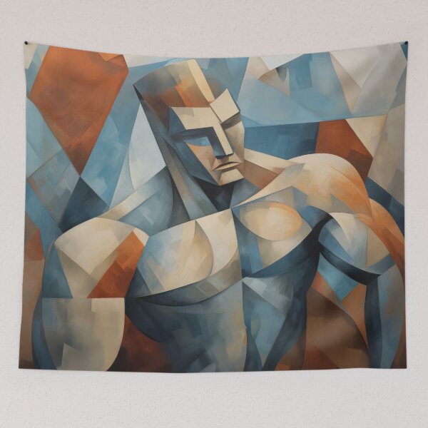 Item preview, Cubism bodybuilder oil painting designed and sold by BeautyofMasc.