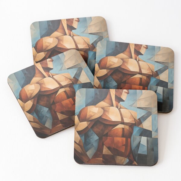 Item preview, Cubism bodybuilder oil painting designed and sold by BeautyofMasc.