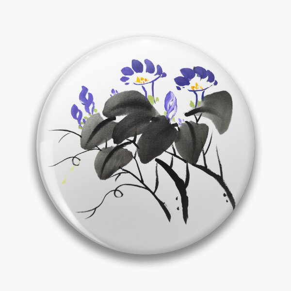 Item preview, Watercolor oriental flower, Japanese flowers watercolor, violate flowers on a white background designed and sold by mintdiamond21.