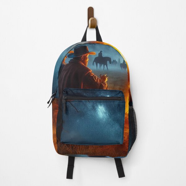 Item preview, Cowboys Sitting By Campfire Under Starry Night designed and sold by EdgyEdgeArt.