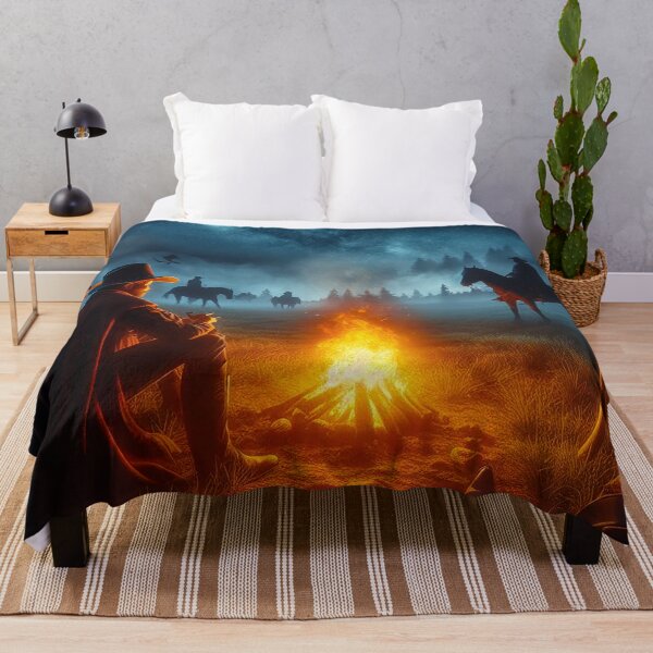 Item preview, Cowboys Sitting By Campfire Under Starry Night designed and sold by EdgyEdgeArt.