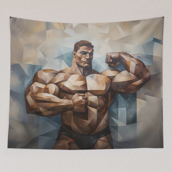 Item preview, Cubism bodybuilder oil painting designed and sold by BeautyofMasc.