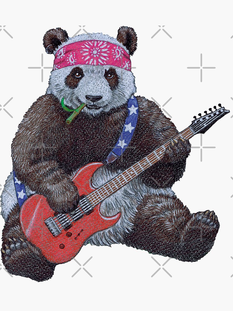 Thumbnail 3 of 3, Sticker, Glam Rock Steel Panda designed and sold by CaryadArtwork.