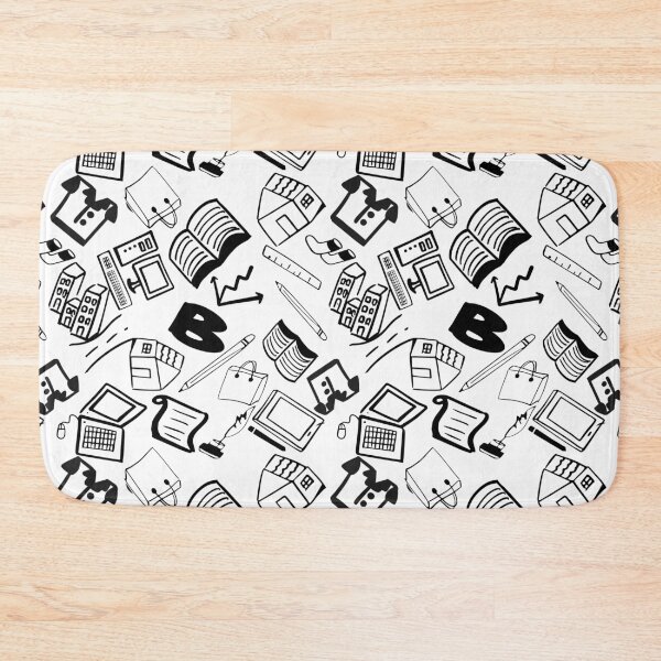 Item preview, school doodle black and white line hand drawn, simple icon seamless pattern designed and sold by pipikijung.