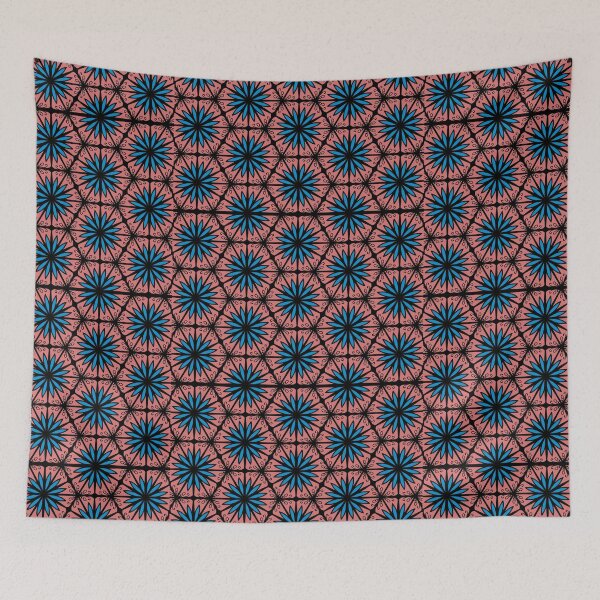 Item preview, Blue flower with hexagons patter, repeat seamless simple vintage  designed and sold by pipikijung.