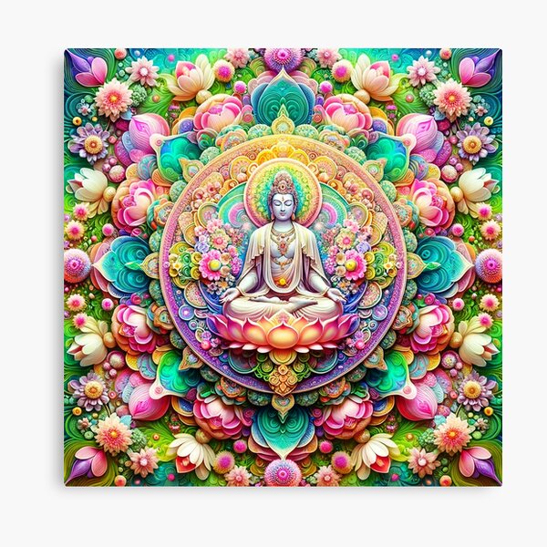 Item preview, Spring Avalokiteshvara Psychedelic Floral Fractal Mandala 1 designed and sold by GuyBlank.