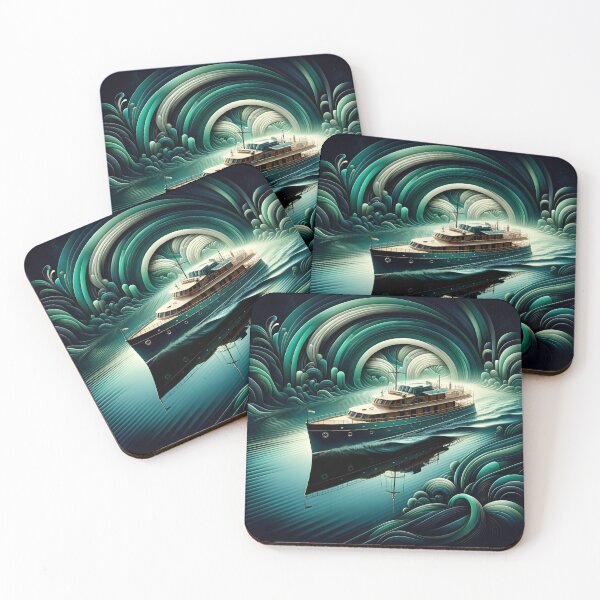 Item preview, Emerald Yacht: Serene Oceanic Abstract Scene designed and sold by ByDigitalDream.