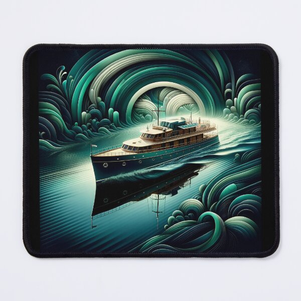 Item preview, Emerald Yacht: Serene Oceanic Abstract Scene designed and sold by ByDigitalDream.