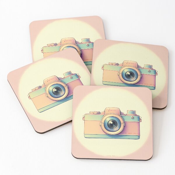 Item preview, Soft Pastel Pink Color Vintage Camera Drawing designed and sold by thejoyker1986.