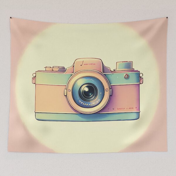 Item preview, Soft Pastel Pink Color Vintage Camera Drawing designed and sold by thejoyker1986.