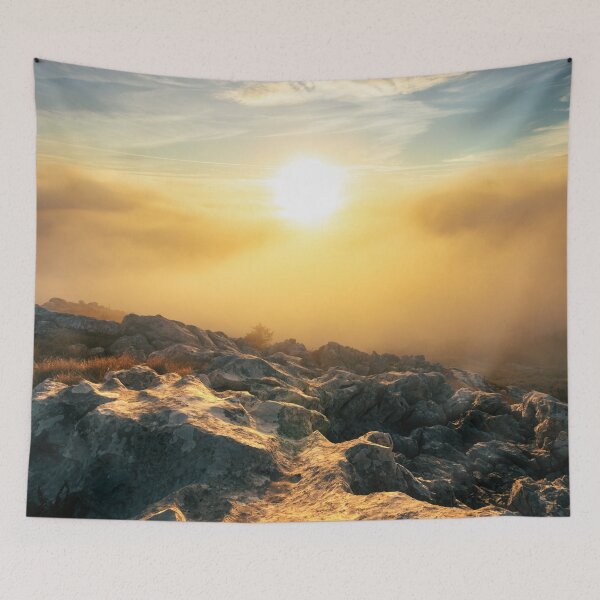 Item preview, Amazing sunset above clouds and sun lit rocks designed and sold by Patrik Lovrin.