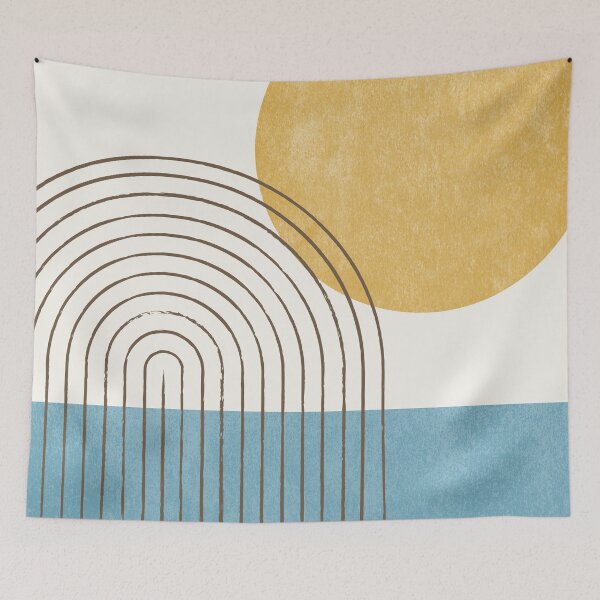 Item preview, Sunny Ocean - Mid Century Modern Abstract Landscape designed and sold by moonlightprint.