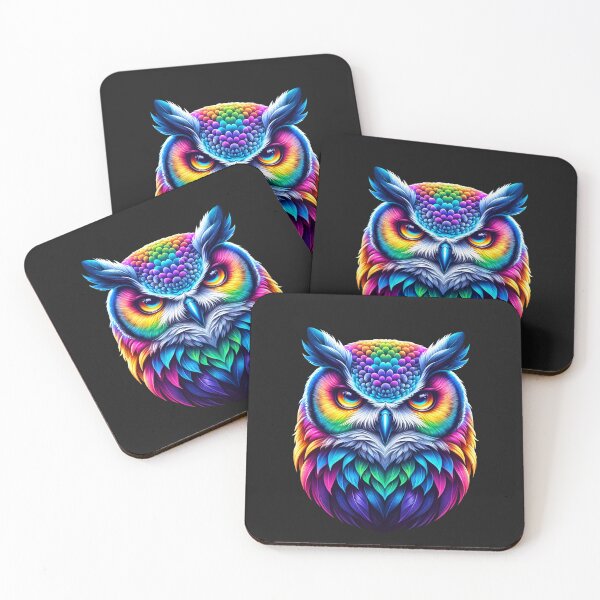 Item preview, Cool Owl Head Rainbow Effect Owl Art designed and sold by nat82.