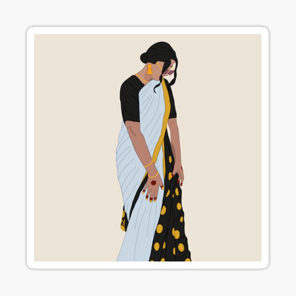 Item preview, Girl in saree designed and sold by attus-doodles.