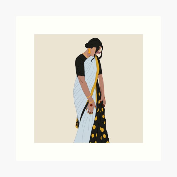 Sketch Of Beautiful Woman In Saree - Desi Painters