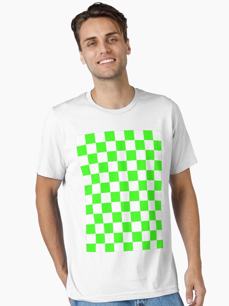 Checkered White and Neon Green