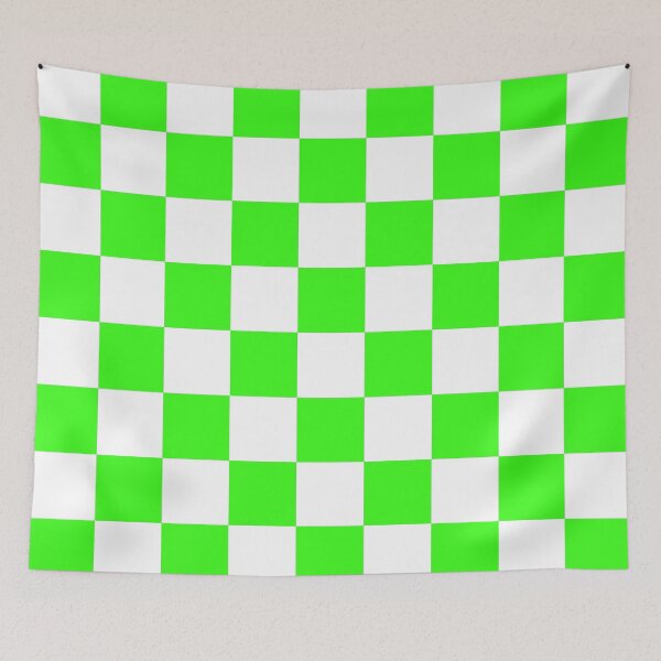 Item preview, Checkered - White and Neon Green designed and sold by JustPatterns2.