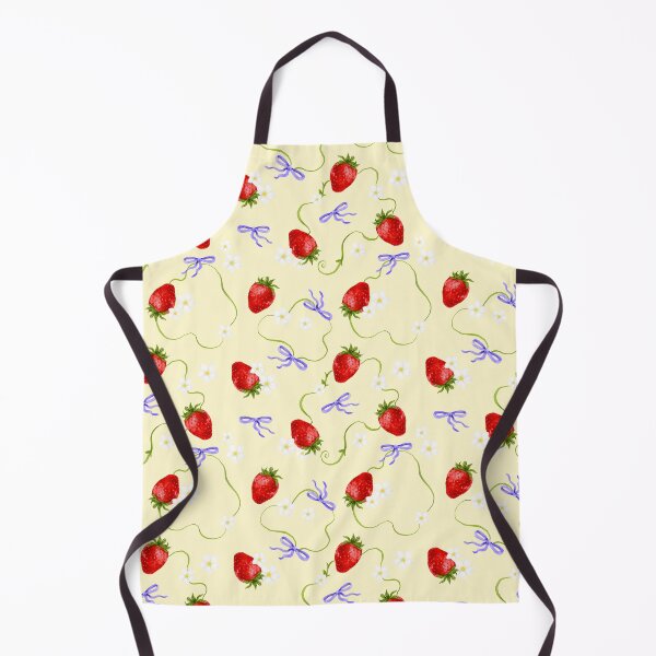 Item preview, Juicy strawberry pattern on yellow background - watercolour drawing designed and sold by ChateauMargot.