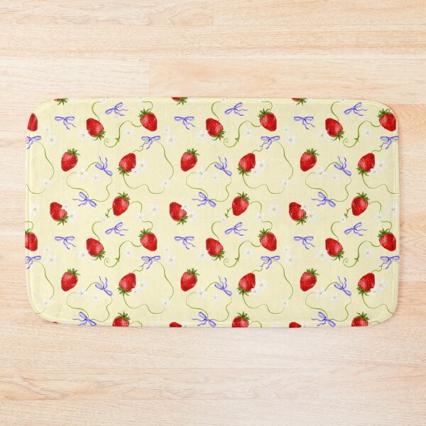Item preview, Juicy strawberry pattern on yellow background - watercolour drawing designed and sold by ChateauMargot.