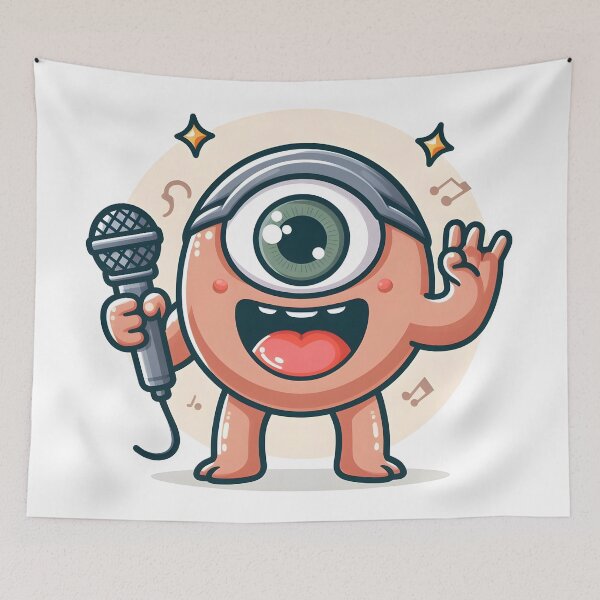 Item preview, Kawaii Jubilant Cyclops With Microphone designed and sold by CanvasCutie.