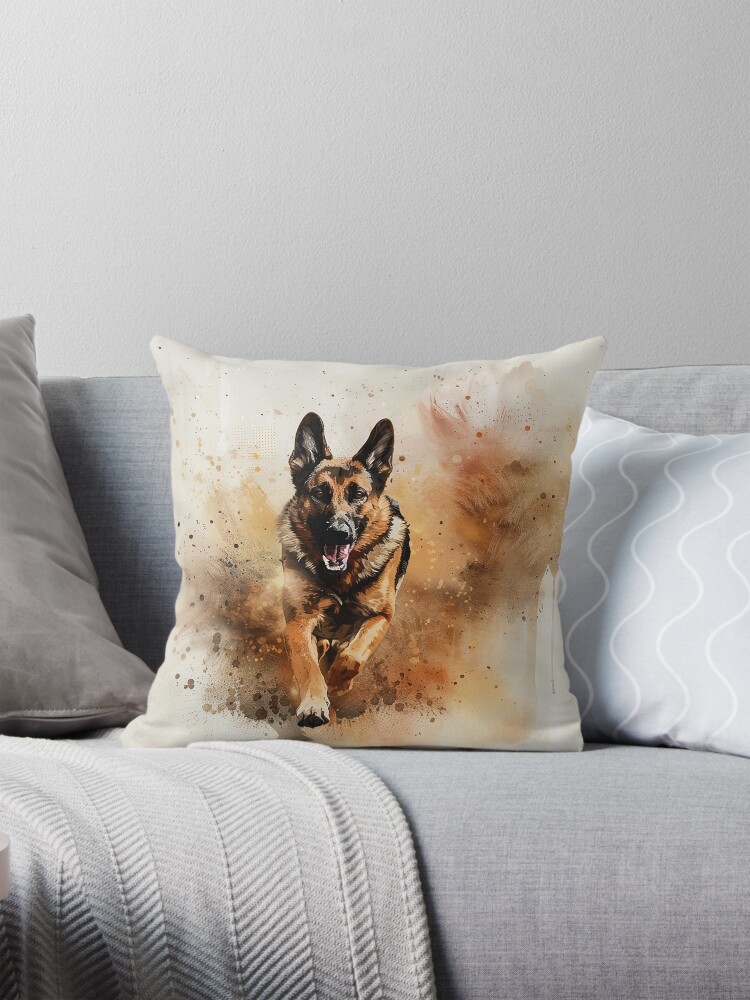 Thumbnail 1 of 4, Pillow, German shepherd running designed and sold by Cjars.