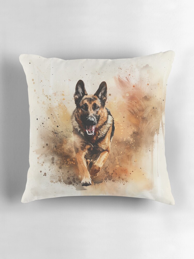 Thumbnail 3 of 4, Pillow, German shepherd running designed and sold by Cjars.