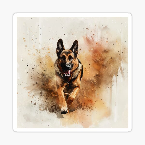 German shepherd running Sticker