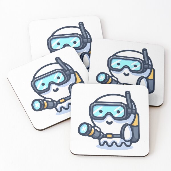 Item preview, Kawaii Ghost Hunter: Wearing Scuba Gear And Holding A Waterproof Flashlight designed and sold by CanvasCutie.