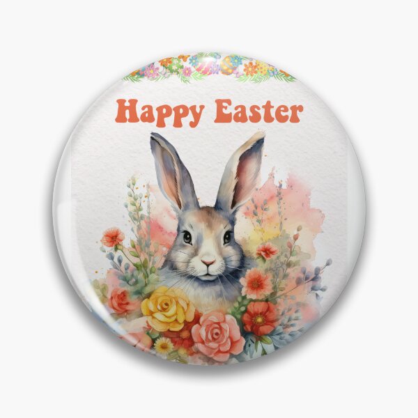Item preview, Easter card with watercolor Cute Easter Bunny in easter basket with easter eggs and flowers designed and sold by Createya.