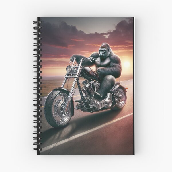 Aperçu de l'œuvre gorille conduisant une moto chopper créée et vendue par Aidesign77.
