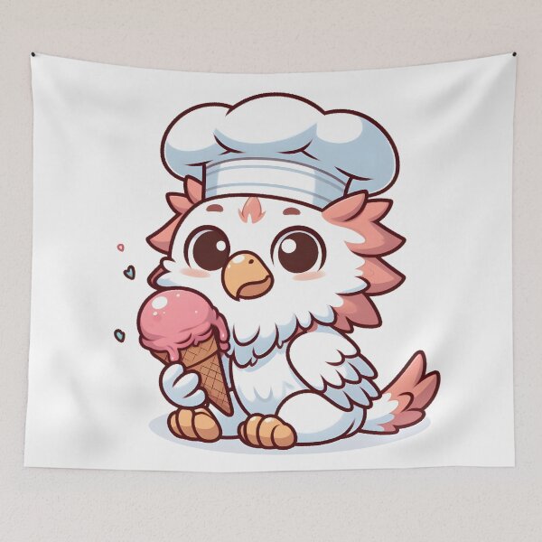 Item preview, Kawaii Dainty Griffin: With A Chef'S Hat designed and sold by CanvasCutie.