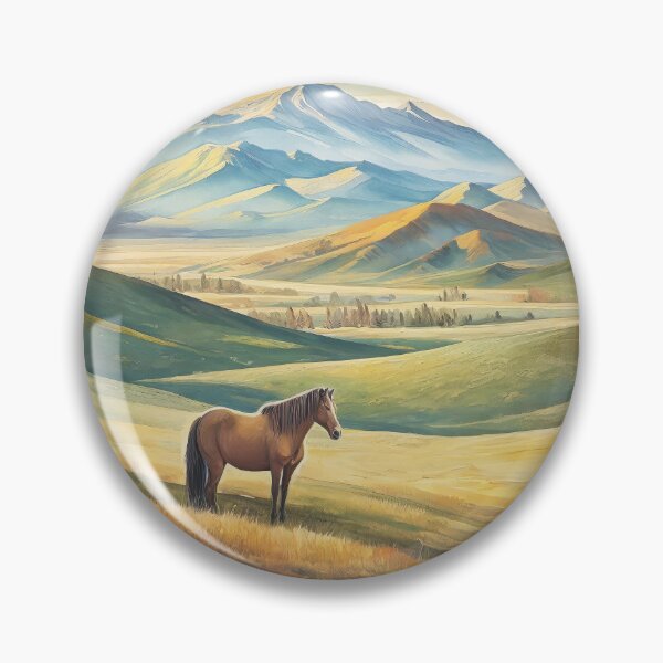 Artikelvorschau, Vintage-Reiseplakat - Minimalistisches Retro Pferd in der Mongolischen Steppe entworfen und verkauft von pod24.