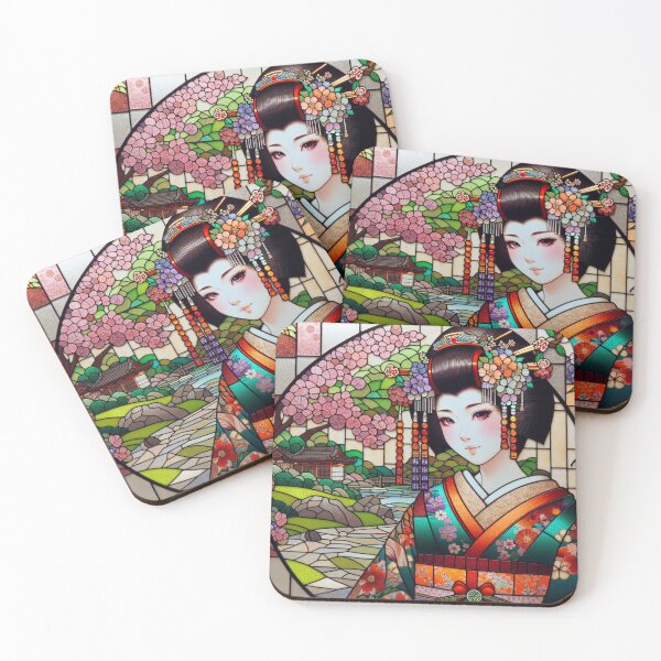 Item preview, Stained Glass Japanese Geisha Art designed and sold by HippieFarms11.