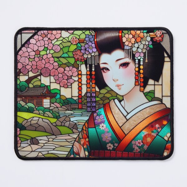 Item preview, Stained Glass Japanese Geisha Art designed and sold by HippieFarms11.