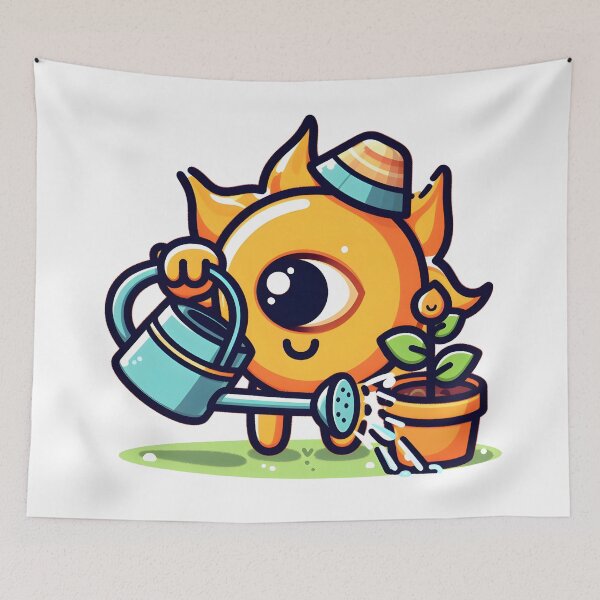 Item preview, Kawaii Sunny Cyclops With A Watering Can Gardening designed and sold by CanvasCutie.