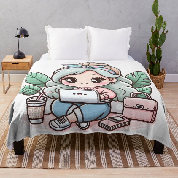 Item preview, Kawaii Fashionista With Laptop designed and sold by CanvasCutie.