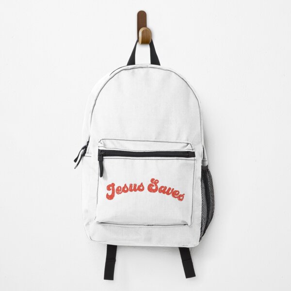 Item preview, Jesus Saves - devine vintage used look - red print designed and sold by retropetrol.